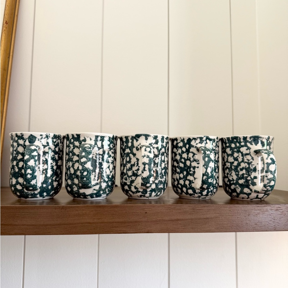 Set of 5 Folk Craft Moose Country by Tienshan Ceramic Coffee Mugs Tea Mugs 12oz - Picture 3 of 8
